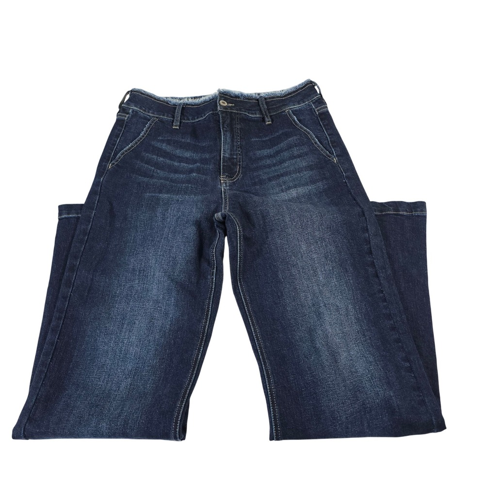 KanCan Dark Wash Frayed Waistband Flare Jeans KC70008D Blue Denim 11/29